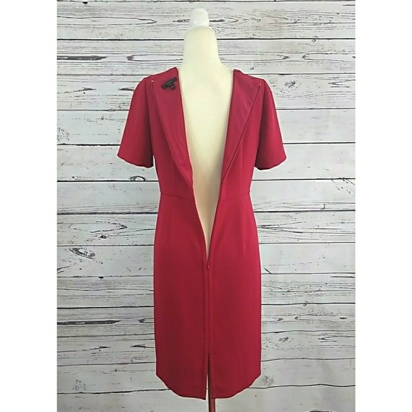 J. Crew Crepe red short sleeve back zipper dress - Picture 2 of 8